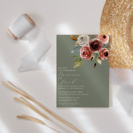 Elegant Sage Grönt Blommigt Bröllop Inbjudningar