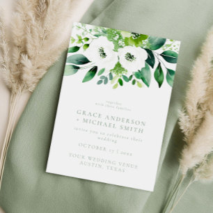 Elegant Sage Grönt Blommigt Bröllop Inbjudningar