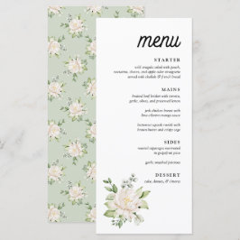Elegant Sage Grönt Blommigt Peony Dinner Menu Meny
