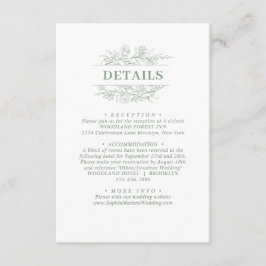 Elegant Sage Grönt Blommigt Utandning Bröllop Info Tilläggskort