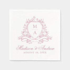 Elegant Sage Grönt Blommigt Vapensköld Monogram Br Pappersservett