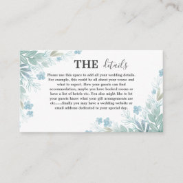 Elegant Sage Grönt Botaniskt detaljer om Bröllop Tilläggskort