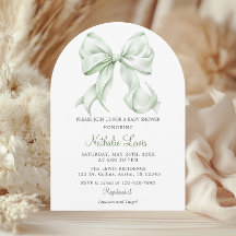Elegant Sage Grönt Bow Baby Shower Gender Neutral