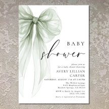 Elegant Sage Grönt Bow Baby Shower