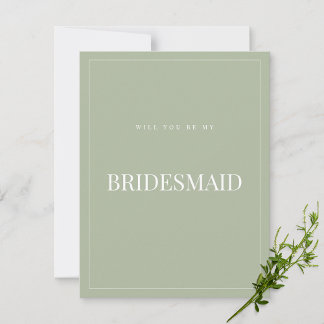 Elegant Sage Grönt Bridesmaid Frieri kort