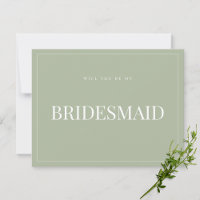 Elegant Sage Grönt Bridesmaid Frieri kort