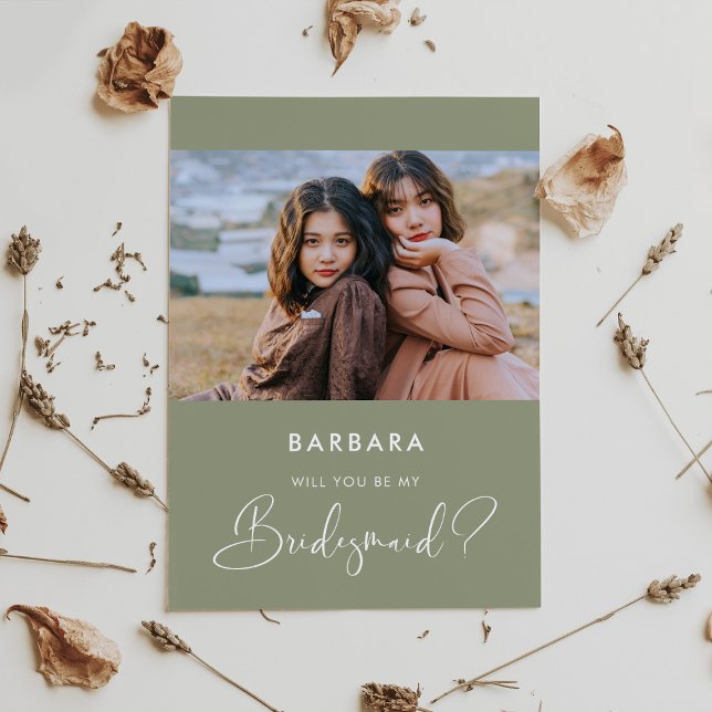 Elegant Sage grönt Bridesmaid frieri kort (Skapare uppladdad)