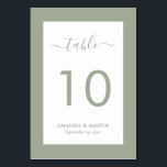 Elegant Sage Grönt Bröllop Bordsnummer<br><div class="desc">Enkel,  men ändå elegant-grönt-bordsnummer i bröllop. Anpassa enkelt onlinen. Matchande artiklar som är tillgängliga för att komplettera detta moderna bröllop-kort för grönt-bordsnummer.</div>
