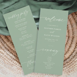 Elegant Sage Grönt Bröllop Ceremony Program