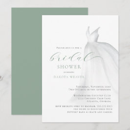 Elegant Sage Grönt Bröllop Dress Möhippa Inbjudningar