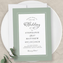 Elegant Sage Grönt Bröllop Modern Calligraphy Chic