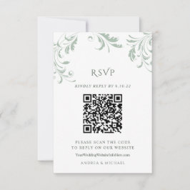 Elegant Sage Grönt Bröllop QR-kodsvarets Online OSA Kort