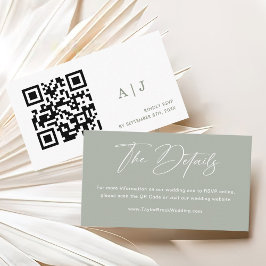 Elegant Sage Grönt Bröllop webbplats QR-kod Tilläggskort