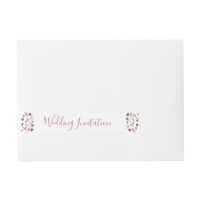 Elegant Sage Grönt Burgundy Ro White Bröllop Etikettband (Framsidan)