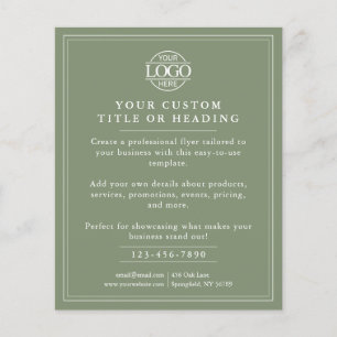 Elegant Sage Grönt Business Logotyp Marknadsföring Flygblad