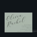 Elegant Sage Grönt  Calligraphy Bat mitzvah Inbjudningar<br><div class="desc">Fira denna speciella milstolpe med en vackert designad Bat mitzvah inbjudan med elegantens skripttypografi på en modern grönt. Perfekt för en snyggt och ett sofistikerat firande,  denna inbjudan anger tonen för en meningsfull och minnesvärd händelse. Anpassa med dotterns namn och händelseinformation om du vill få en verkligt personlig kontakt.</div>