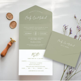 Elegant Sage Grönt Calligraphy Bröllop