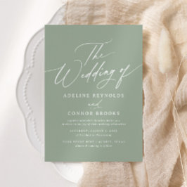 Elegant Sage Grönt Calligraphy Bröllop Inbjudningar