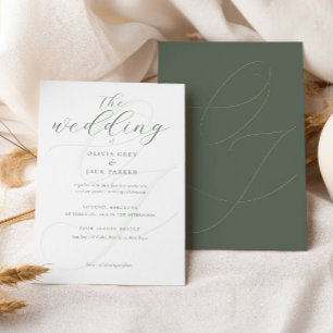 Elegant Sage Grönt Calligraphy Bröllop Inbjudningar