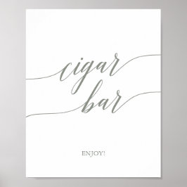 Elegant Sage Grönt Calligraphy Cigar Pub Sign Poster