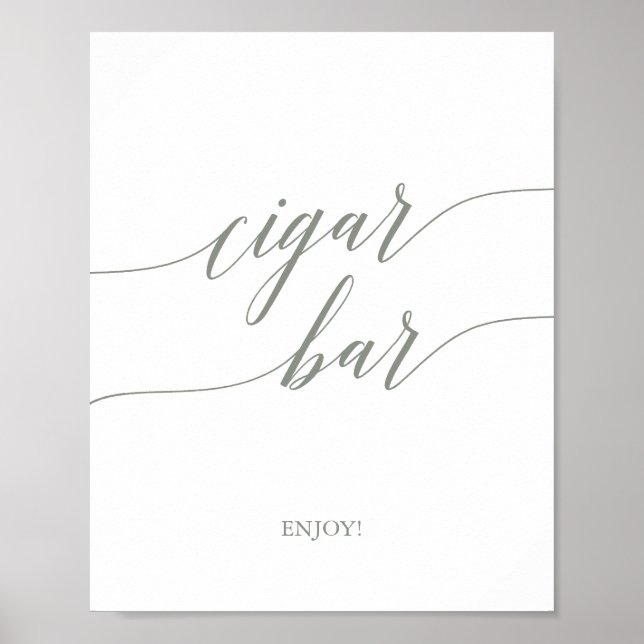 Elegant Sage Grönt Calligraphy Cigar Pub Sign Poster (Framsidan)