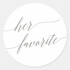 Elegant Sage Grönt Calligraphy her Favorite Favori Runt Klistermärke