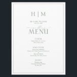 Elegant Sage Grönt Calligraphy Monogram Bröllop Meny<br><div class="desc">Att planera ett bröllop kan vara en stressande processaa, men låt inte menus vara en av dina bekymmer. Vi presenterar Elegant Sage Grönt Calligraphy Monogram Bröllop Menu. Denna moderna, formella, men ändå elegant-meny kommer att ha hela öga på bord! Gästerna kommer att fungera på en 6, 5-tums x 8, 75-tums...</div>
