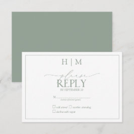 Elegant Sage Grönt Calligraphy Monogram OSA Kort