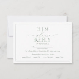 Elegant Sage Grönt Calligraphy Monogram OSA Kort
