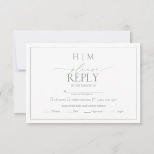 Elegant Sage Grönt Calligraphy Monogram OSA Kort