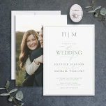 Elegant Sage Grönt Calligraphy Monogram Photo Inbjudningar<br><div class="desc">Låt din bröllop-stationär fånga romantik och skönheten i din speciella dag med denna Elegant Sage Grönt Calligraphy Monogram Photo Investigation! Vår enastående moderna och formella design har en grönt gräns runt inbjudan. Den accentueras sedan ytterligare med ett vackert par Monogram, personlig med dina detaljer och accentuerad med modern handskriven kalligrafi...</div>