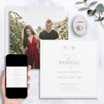 Elegant Sage Grönt Calligraphy Monogram Photo Inbjudningar<br><div class="desc">Låt din bröllop-stationär fånga romantik och skönheten i din speciella dag med denna Elegant Sage Grönt Calligraphy Monogram Photo Investigation! Vår enastående moderna och formella design har en grönt gräns runt fyrkantiga inbjudan. Den accentueras sedan ytterligare med ett vackert par Monogram, personlig med dina detaljer och accentuerad med modern handskriven...</div>