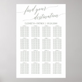 Elegant Sage Grönt Calligraphy Travel Sittplan Poster