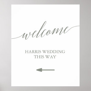 Elegant Sage Grönt Calligraphy Welcome Bröllop Poster