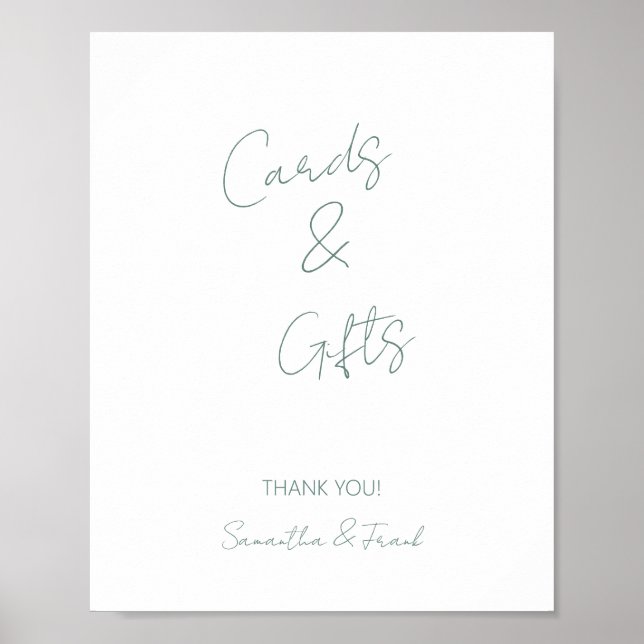 Elegant Sage Grönt Card och Gift Poster (Framsidan)