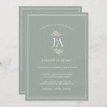 Elegant Sage Grönt Classic Initialer Bröllop