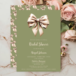 Elegant Sage Grönt Coquette Bow-Möhippa Inbjudningar