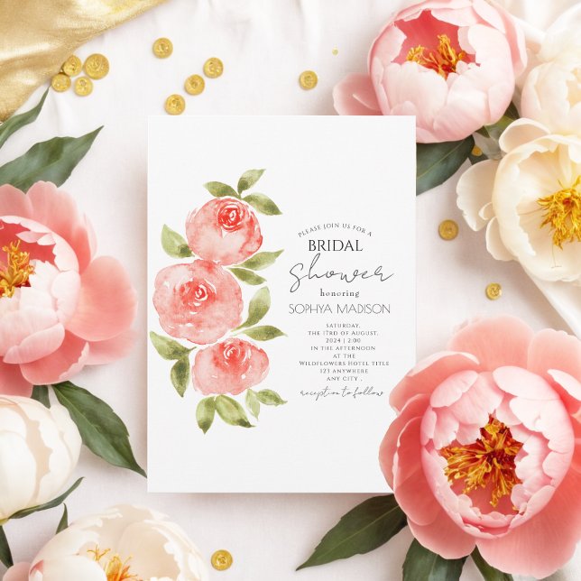 Elegant Sage Grönt Coral Boho Blommigt Möhippa Inbjudningar (Skapare uppladdad)