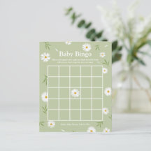 Elegant Sage Grönt Daisy Baby Shower Bingo Game