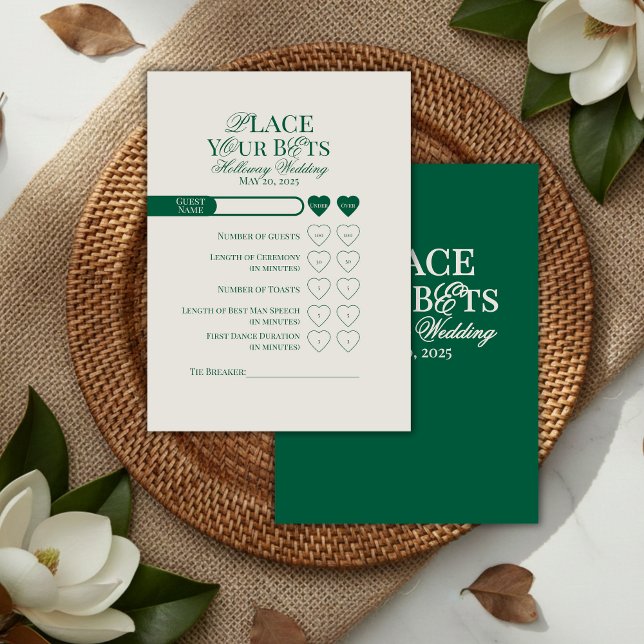 Elegant Sage Grönt Editable Bröllop Prop Bet Card Visitkort (Elegant Sage Green Editable Wedding Prop Bet Card)