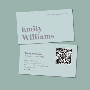 Elegant Sage Grönt Enkel Professionell QR-kod Visitkort
