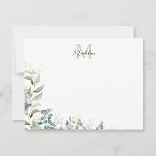 Elegant Sage Grönt Eucalyptus botaniskt monogram Anteckningskort