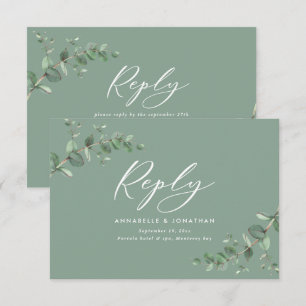 Elegant sage grönt Eucalyptus Greenery Bröllop OSA Kort