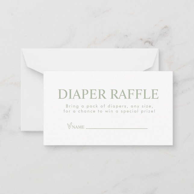 Elegant Sage Grönt Försämring Raffle Anteckningskort (Framsida)