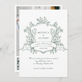 Elegant Sage Grönt Fransk Garden Wedding QR-kod Spara Datumet