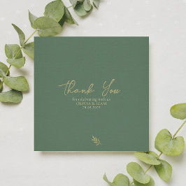 Elegant Sage Grönt Guld Calligraphy Bröllop Tack Kort
