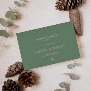 Elegant Sage Grönt & Guld Typografi Bröllop Spara Datumet