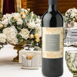 Elegant Sage Grönt Gult Blommigt Vin-etikett Vinflaska Etikett