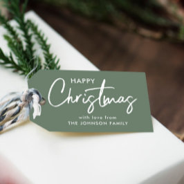 Elegant Sage Grönt jul Presentetikett