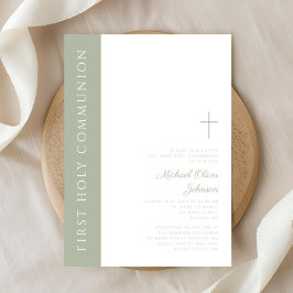Elegant Sage Grönt Kor First Heliga Communision Inbjudningar